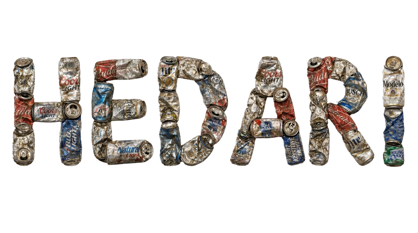 HEDARI logo z pogniecionych puszek