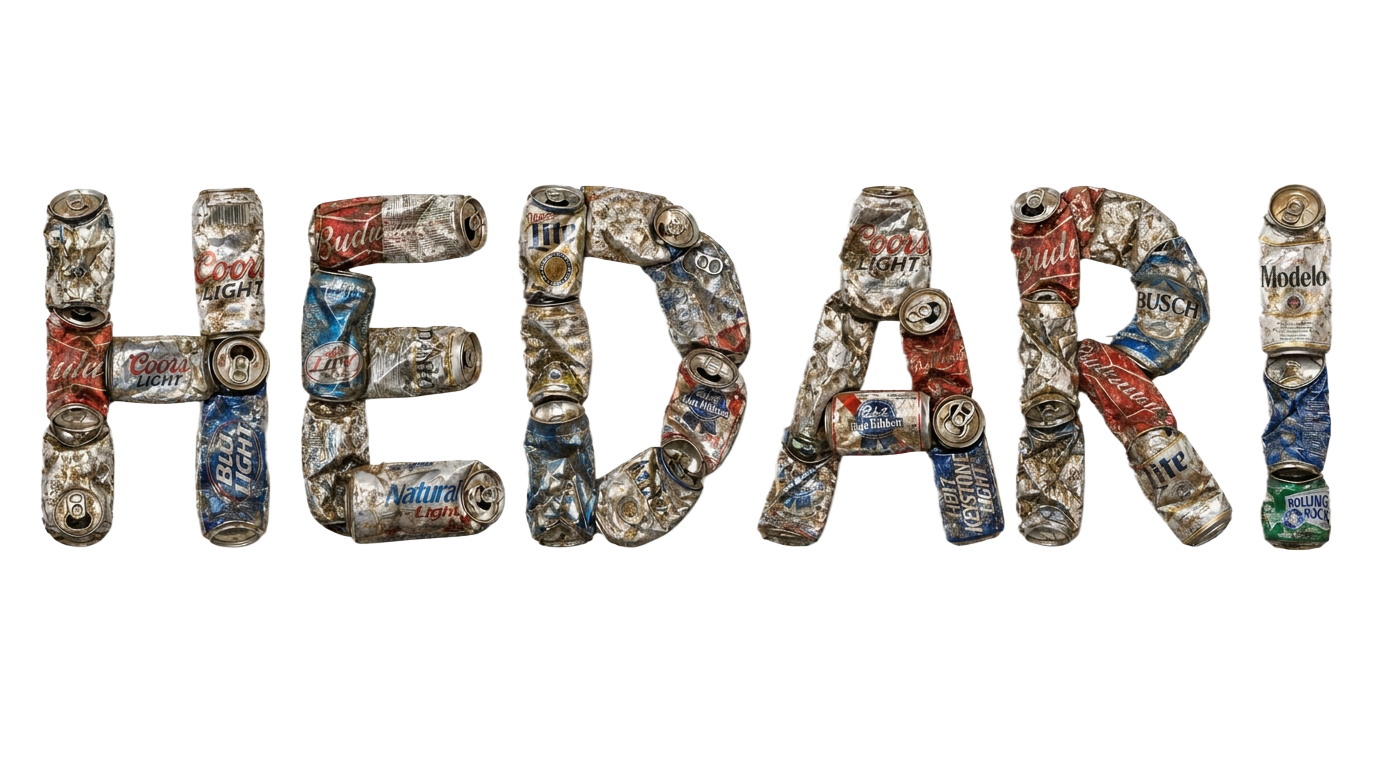 HEDARI logo z pogniecionych puszek